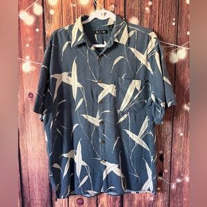 Silk Icon Stylish Navy and White Men's Casual 100% Silk Shirt